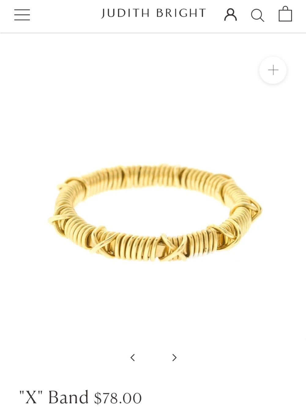 Judith Bright Gold 'X' Band Ring